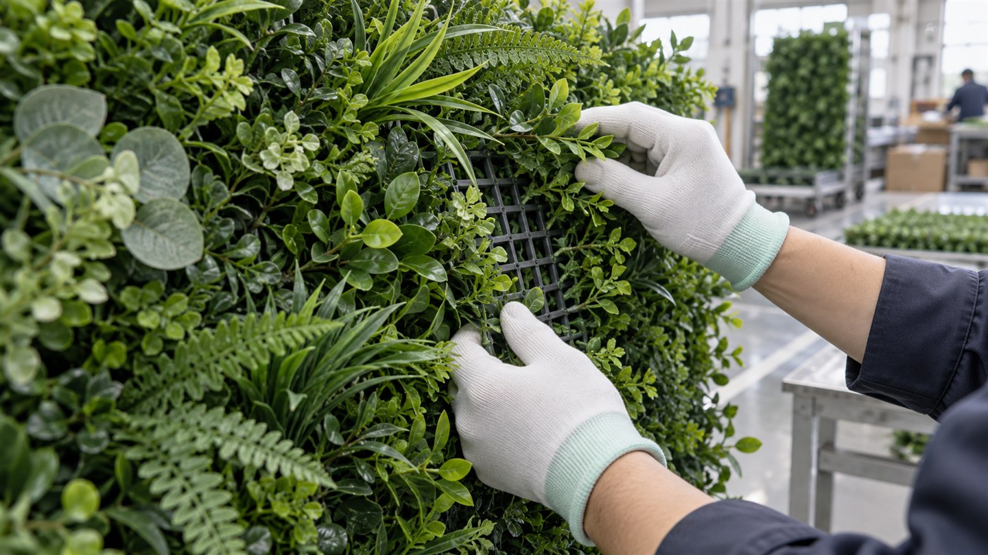 Quality inspection of an artificial plant wall panel