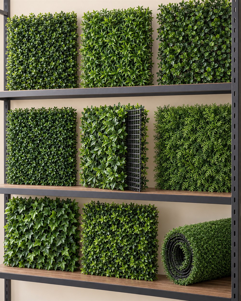 Artificial greenery samples for product selection