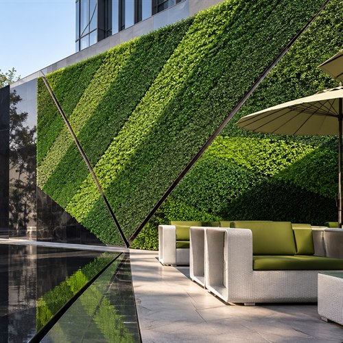 Outdoor performance detail of artificial greenery